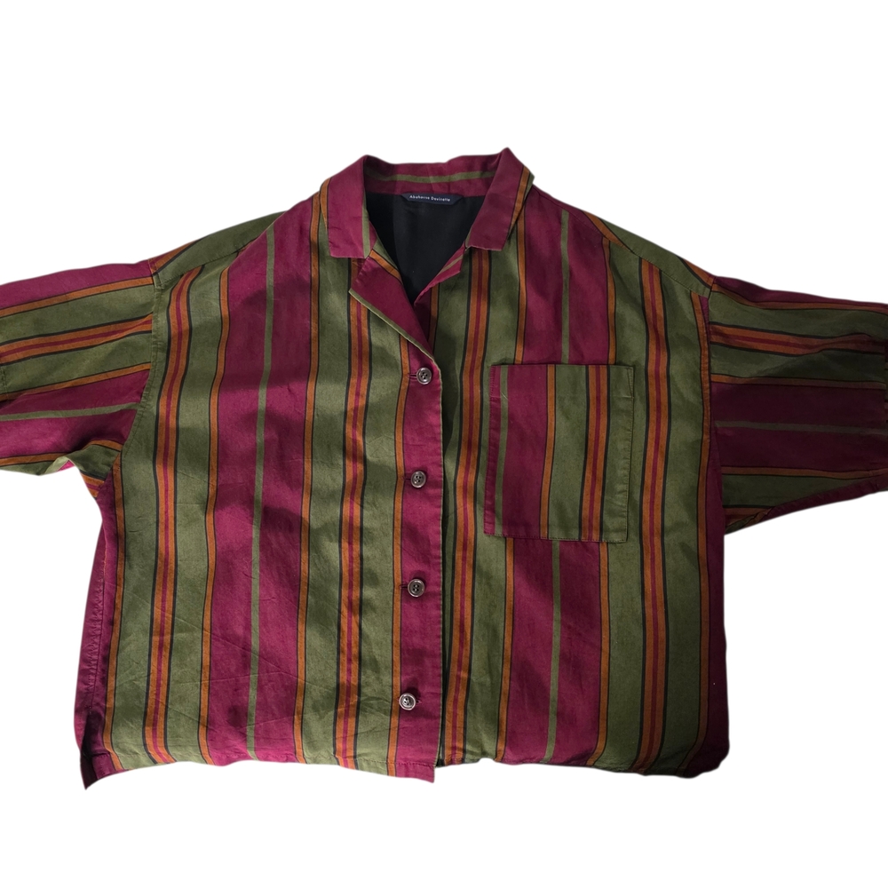 Abahouse Devinette Striped Boxy Shirt - Rayon Blend - Made in‎ Japan- Oversized